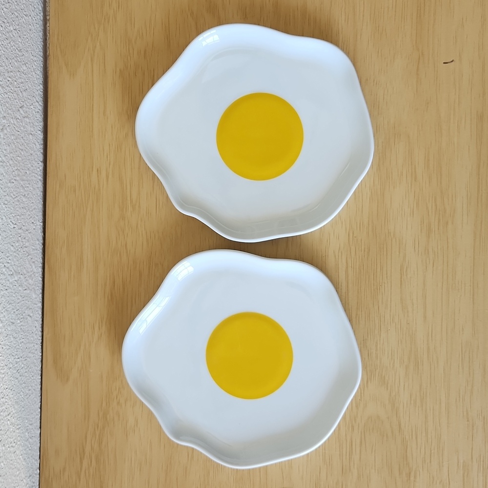 Crate & Barrel Egg Plates Set of Two